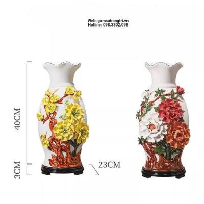 BÌNH HOA ĐẮP NỔI TRANG TRÍ PHÒNG KHÁCH